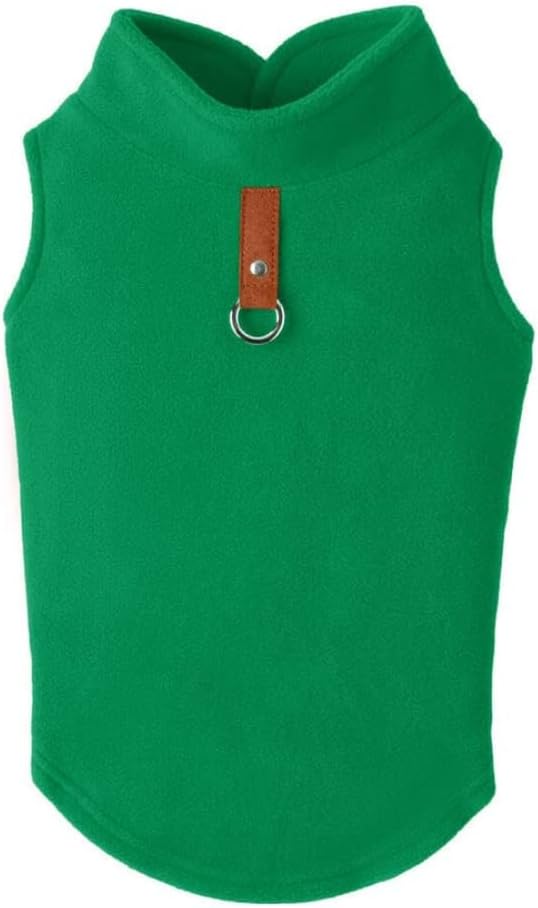 Gooby Every Day Fleece Cold Weather Dog Vest for Small Dogs, Green, Medium