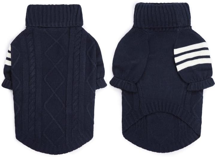 Classic Turtleneck Dog Knitwear Pullover Sweater for Small to Large Dogs - Blue X-Large