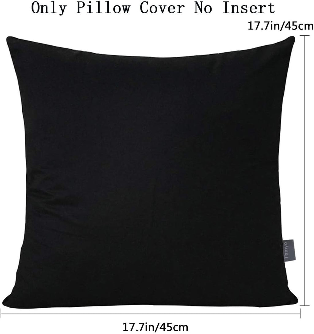 Thmyo 4-Pack 100% Cotton Comfortable Solid Decorative Throw Pillow Case Square Cushion Cover Pillowcase Sublimation Blank Pillow Covers Christmas DIY Throw Pillowcase for Sofa(18x18inch/45x45cm,Black)