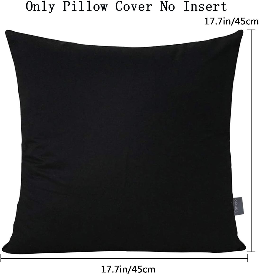 Thmyo 4-Pack 100% Cotton Comfortable Solid Decorative Throw Pillow Case Square Cushion Cover Pillowcase Sublimation Blank Pillow Covers Christmas DIY Throw Pillowcase for Sofa(18x18inch/45x45cm,Black)