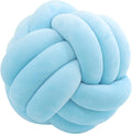 Round Throw Pillow, Soft Handmade Knot Ball Pillows, Home Decoration Pillow, Knotted Plush Toys Throw Pillow (13.5 inches, Sky Blue)