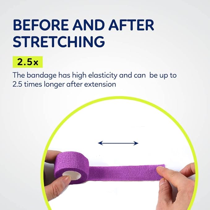 WePet Pet Wrap, Self-Adhesive Non-Woven Bandage, Emergency Cohesive Gauze, for Dogs, Cats, Horse, Birds, Wounds, Wrist Healing, Ankle Sprain, 1 Inch, 12 Rolls