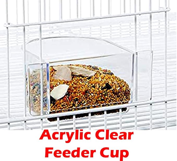 Single Stackable Center Divided Breeder Breeding Bird Flight Double Rolling Cage for Aviaries Canaries Cockatiels Lovebirds Finches Budgies Small Parrots (White Vein, Single Story)