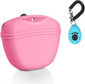 Left&Right Dog Clicker Training Kit,Silicone Dog Training Treat Pouch and Dog Clickers,Dog Treat Bag with Clicker Training for Dogs,Pet Treat Bag with Magnetic Buckle Closing and Waist Clip,Pink