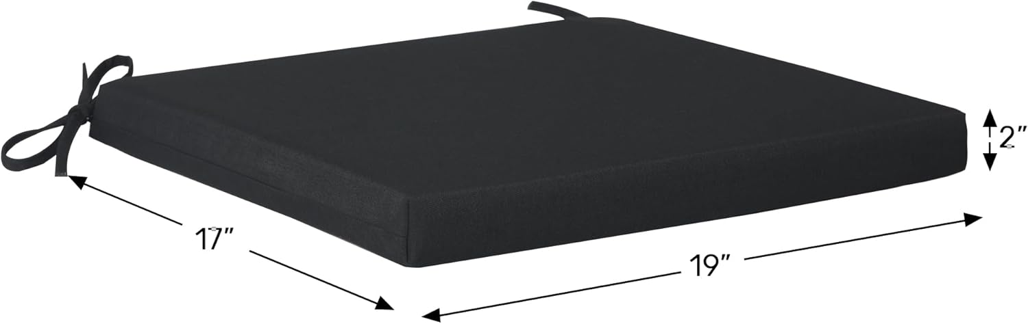 WestinTrends Solace Outdoor Patio Kitchen Dining Chair Square Seat Cushions Set of 4, 19 x 17, Black