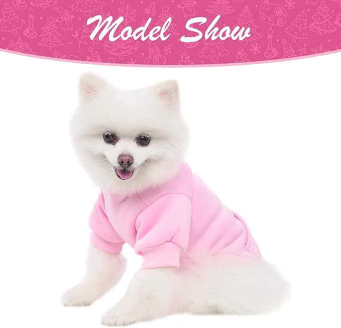 KOOLTAIL Basic Dog Hoodie - Soft and Warm Dog Hoodie Sweater with Leash Hole and Pocket, Dog Winter Coat, Cold Weather Clothes Sweatshirt for Small Medium Large Dogs Puppy Cat Boys Girls Pink XS