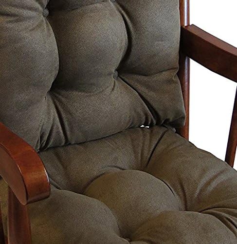 Klear Vu Omega Non-Slip Rocking Chair Cushion Set, Assembled in USA, Thick Padding & Tufted Design, Includes Seat Pad & Back Pillow with Ties, 17x17 Inches, 2-Piece Set, Honeycomb Chocolate