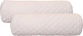 Neck Roll Pillow Cushion Cover, 16x5 Inch Full Moon Round Bolster Pillow Case, Cylinder Soft Lambskin Leather Pillowcase for Head, Spine & Neck Support During Sleep - Quilted White Pack of 2