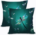 2 Pcs Modern Green Dragonfly Print Pillow Cover, Insect Themed Linen Square Cushion Covers for Couch Sofa Bed Bedroom Apartment Dorm Living Room Office Home Decor,Dragonflies Gifts for Women
