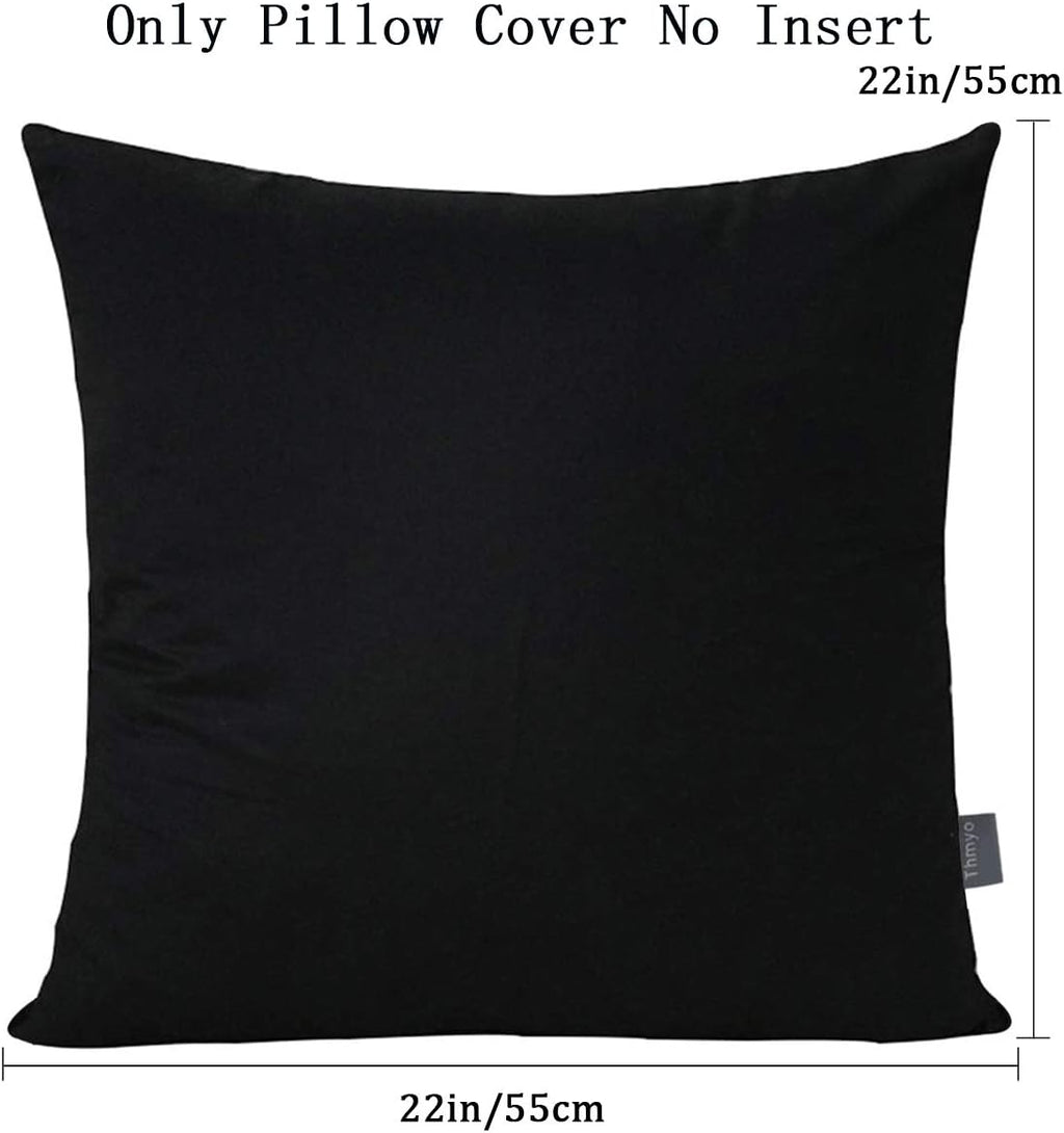 Thmyo 4-Pack 100% Cotton Comfortable Solid Decorative Throw Pillow Case Square Cushion Cover Pillowcase Sublimation Blank Pillow Covers Christmas DIY Throw Pillowcase for Sofa(22x22inch/55x55cm,Black)