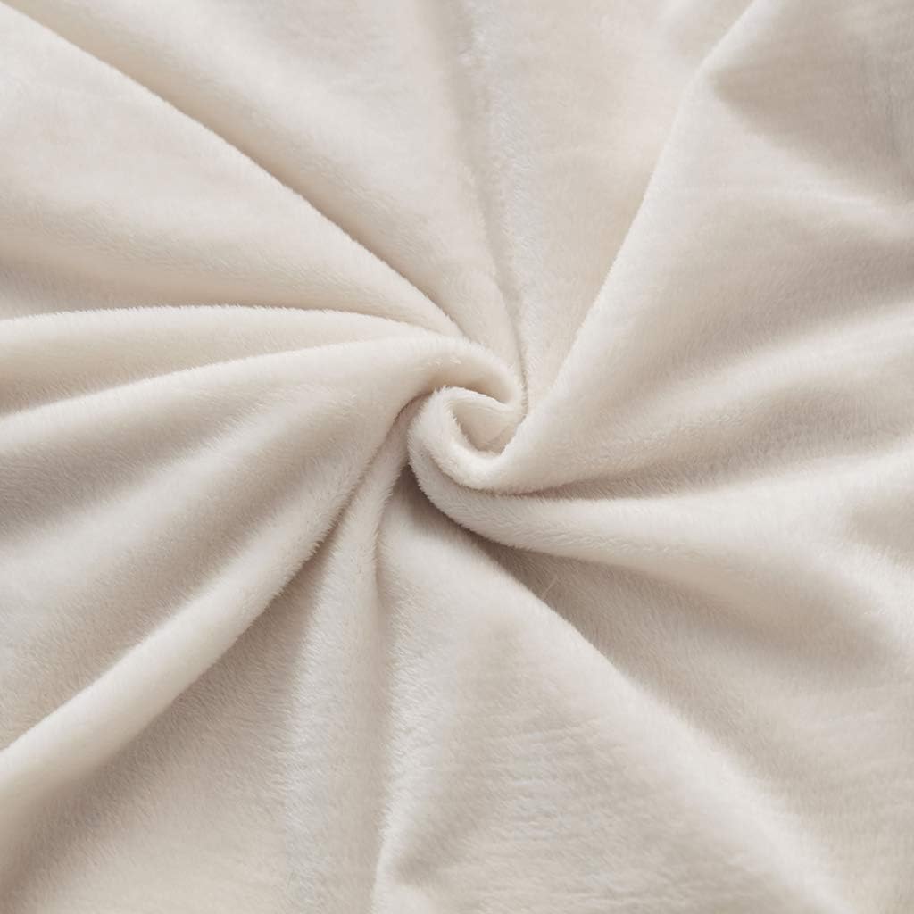 Uhamho Set of 2 King Faux Fur Throw Pillow Covers Soft Velvet Decorative Pillowcases Zipper Closure(20 x 36 Inches Light Beige)