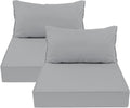 AAAAAcessories Outdoor Deep Seat Cushions, Waterproof, Fade-Resistant Patio Furniture Replacement Cushions, 23.5" x 25.5" x 5" + 23.5" x 13.5", Set of 2, Gray