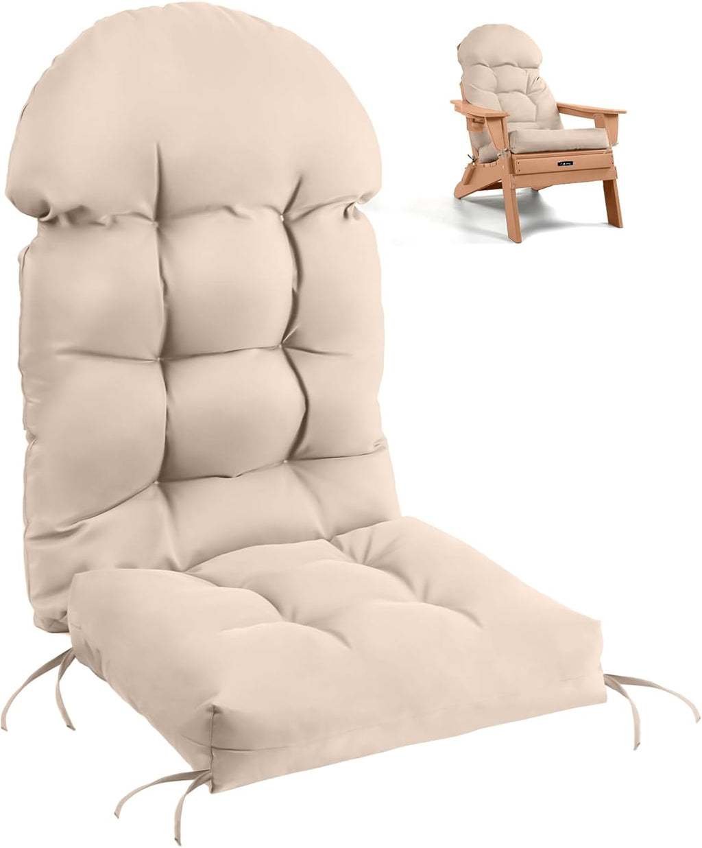 FUNBERRY Adirondack Chair Cushion, Thicken Comfy Cushions for Rocker Non Slip Fade Shield Waterproof High Back with Ties