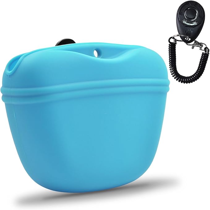AUDWUD Silicone Dog Treat Pouch,Clip on Portable Training Container,Convenient Magnetic Buckle Closing and Waist Clip,No BPA