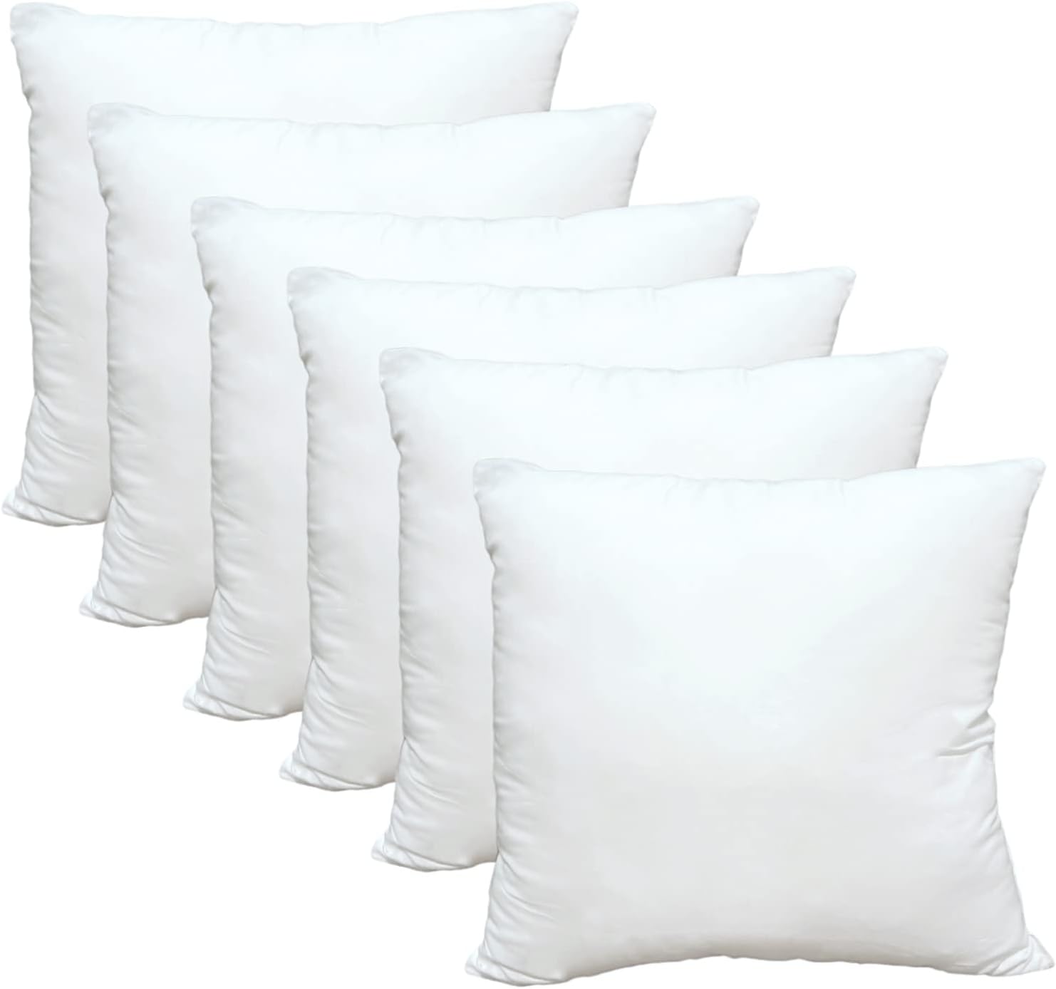 Luxury Throw Pillow Inserts, Pack of 6, 16 x 16 inches Hypoallergenic Ultra Soft White Polyester Microfiber Durable Couch Cushion Fillers