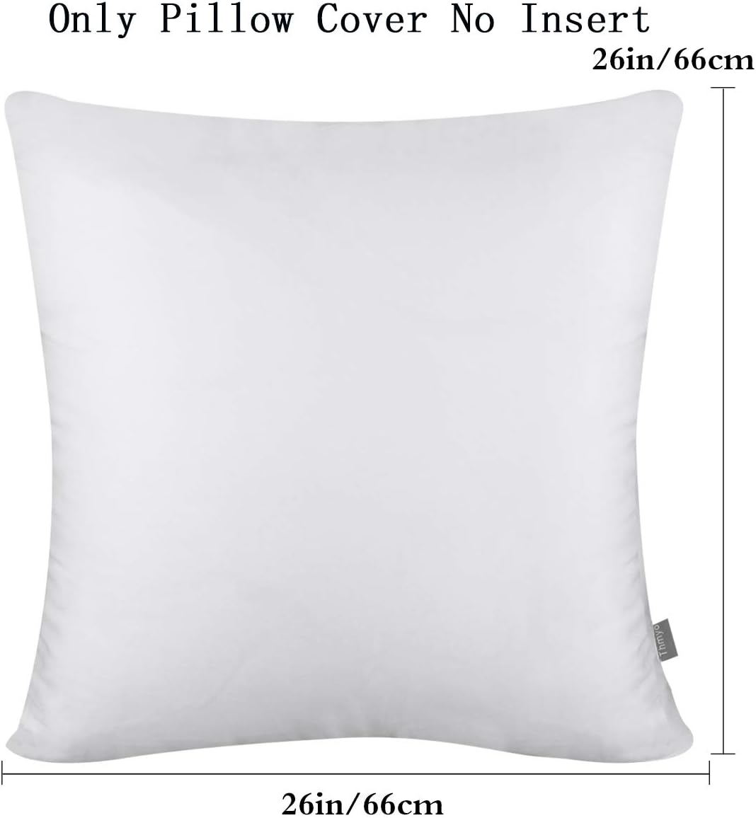 Thmyo 4-Pack 100% Cotton Comfortable Solid Decorative Throw Pillow Case Square Cushion Cover Pillowcase Sublimation Blank Pillow Covers Christmas DIY Throw Pillowcase for Sofa(26x26inch/66x66cm,White)