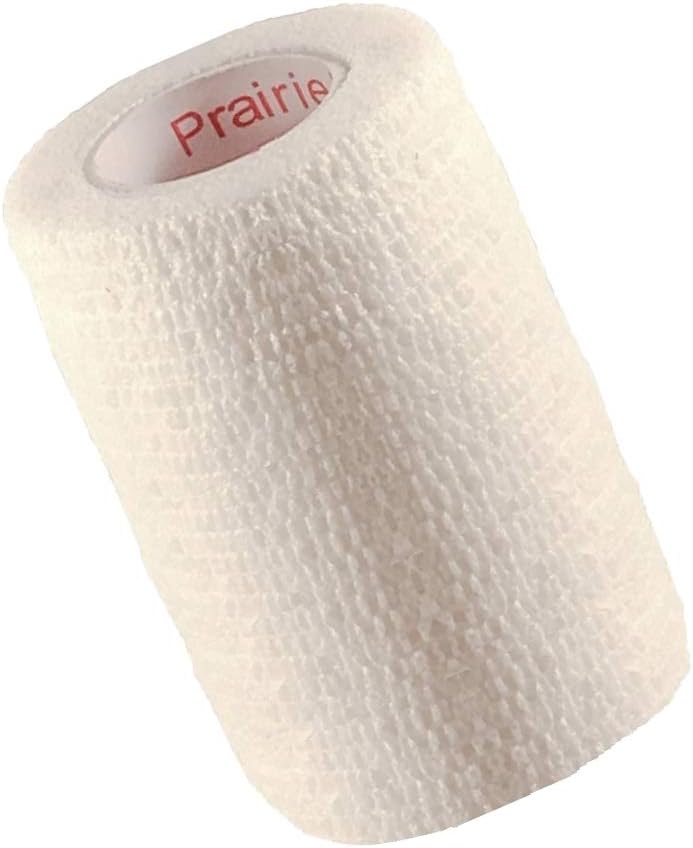 4 Inch Vet Wrap Tape Bulk (White) (Pack of 6) Self Adhesive Adherent Adhering Flex Bandage Grip Roll for Dog Cat Pet Horse