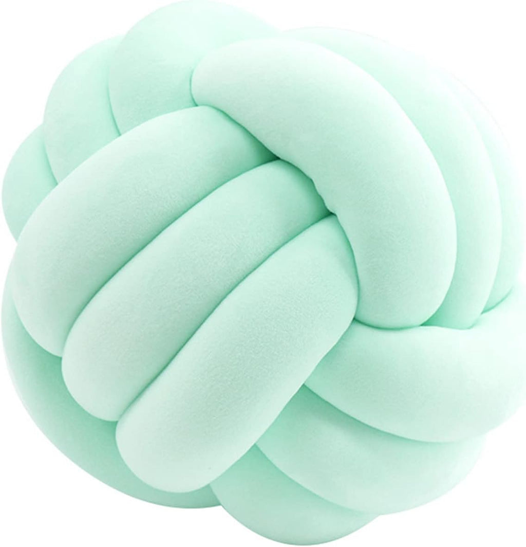 Round Throw Pillow, Soft Handmade Knot Ball Pillows, Home Decoration Pillow, Knotted Plush Toys Throw Pillow (7.5 inches, Mint Green)