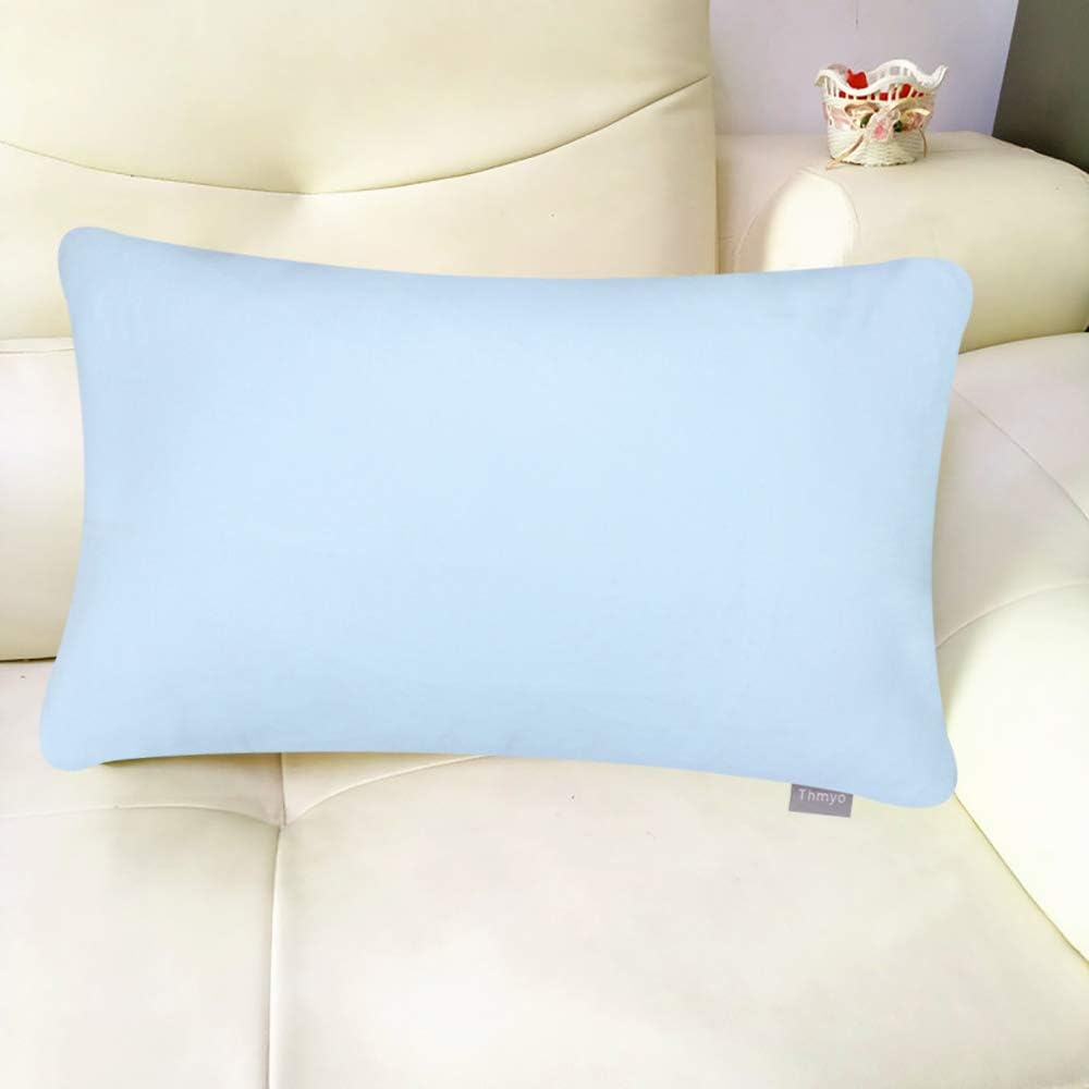 4-Pack 100% Cotton Lumbar Comfortable Solid Decorative Throw Pillow Case,Thmyo Rectangle Cushion Cover Pillowcase Sublimation Blank Pillow Covers DIY Throw Pillowcase(12x20inch/30x50cm, Light Blue)
