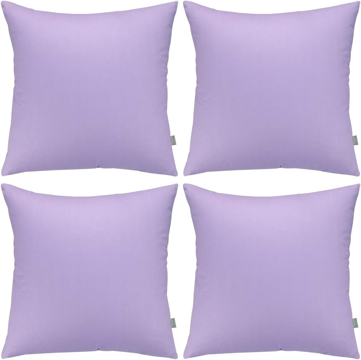 4-Pack 100% Cotton Comfortable Solid Decorative Throw Pillow Case,Thmyo Square Cushion Cover Pillowcase Sublimation Blank Pillow Covers DIY Throw Pillowcase for Sofa(16x16 inch/ 40x40cm,Light Purple)
