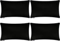 Thmyo 4-Pack 100% Cotton Lumbar Comfortable Solid Decorative Throw Pillow Case Rectangle Cushion Cover Sublimation Blank Pillow Covers Christmas DIY Throw Pillowcases for Sofa(12x20inch/30x50cm,Black)