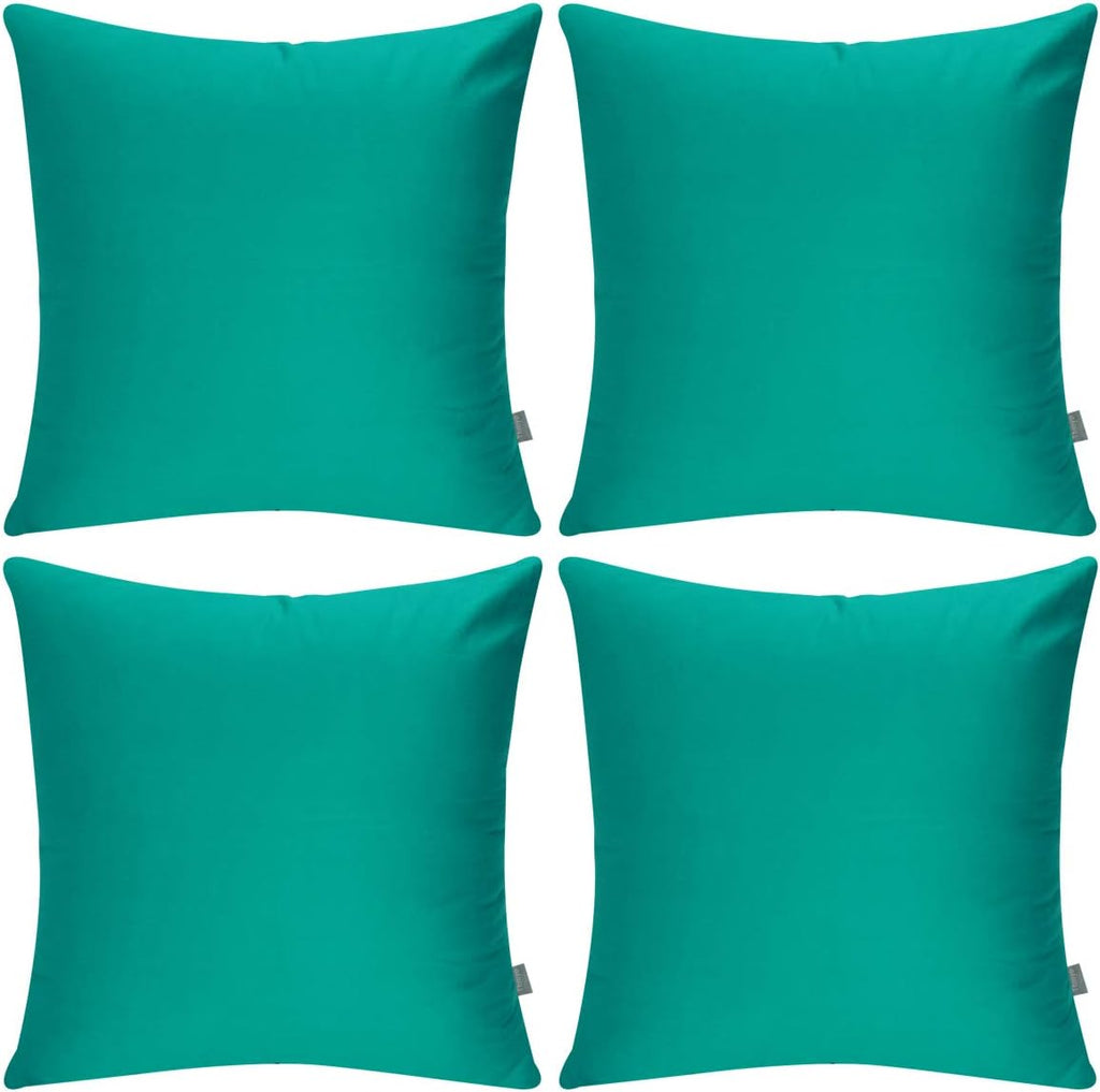 Thmyo 4-Pack 100% Cotton Comfortable Solid Decorative Throw Pillow Case, Square Cushion Cover Pillowcase Sublimation Blank Pillow Covers DIY Throw Pillowcase for Sofa(18x18 inch/ 45x45cm,Lake Blue)