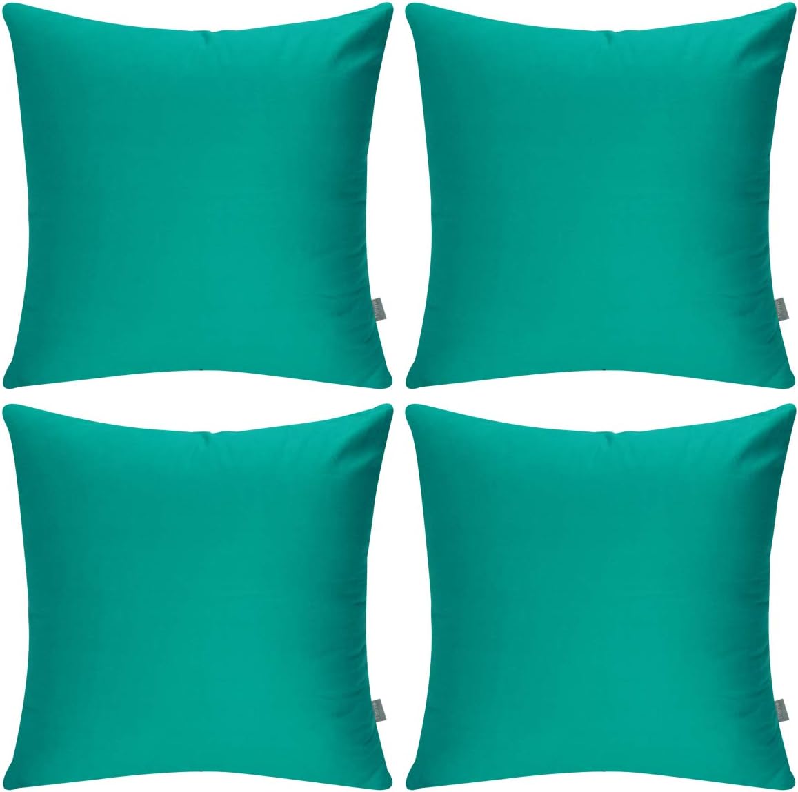 Thmyo 4-Pack 100% Cotton Comfortable Solid Decorative Throw Pillow Case, Square Cushion Cover Pillowcase Sublimation Blank Pillow Covers DIY Throw Pillowcase for Sofa(18x18 inch/ 45x45cm,Lake Blue)