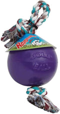 Jolly Pets Romp-n-Roll Rope and Ball Dog Toy, 6 Inches/Medium, Purple
