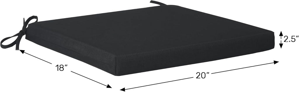 WestinTrends Solace Outdoor Patio Kitchen Dining Chair Square Seat Cushions Set of 4, 20 x 18, Black