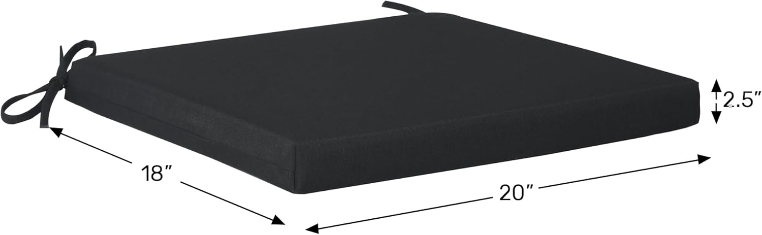 WestinTrends Solace Outdoor Patio Kitchen Dining Chair Square Seat Cushions Set of 4, 20 x 18, Black
