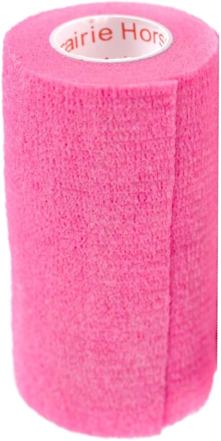 4 Inch Vet Wrap Tape Bulk (Neon Pink) (Pack of 6) Self Adhesive Adherent Adhering Flex Bandage Grip Roll for Dog Cat Pet Horse