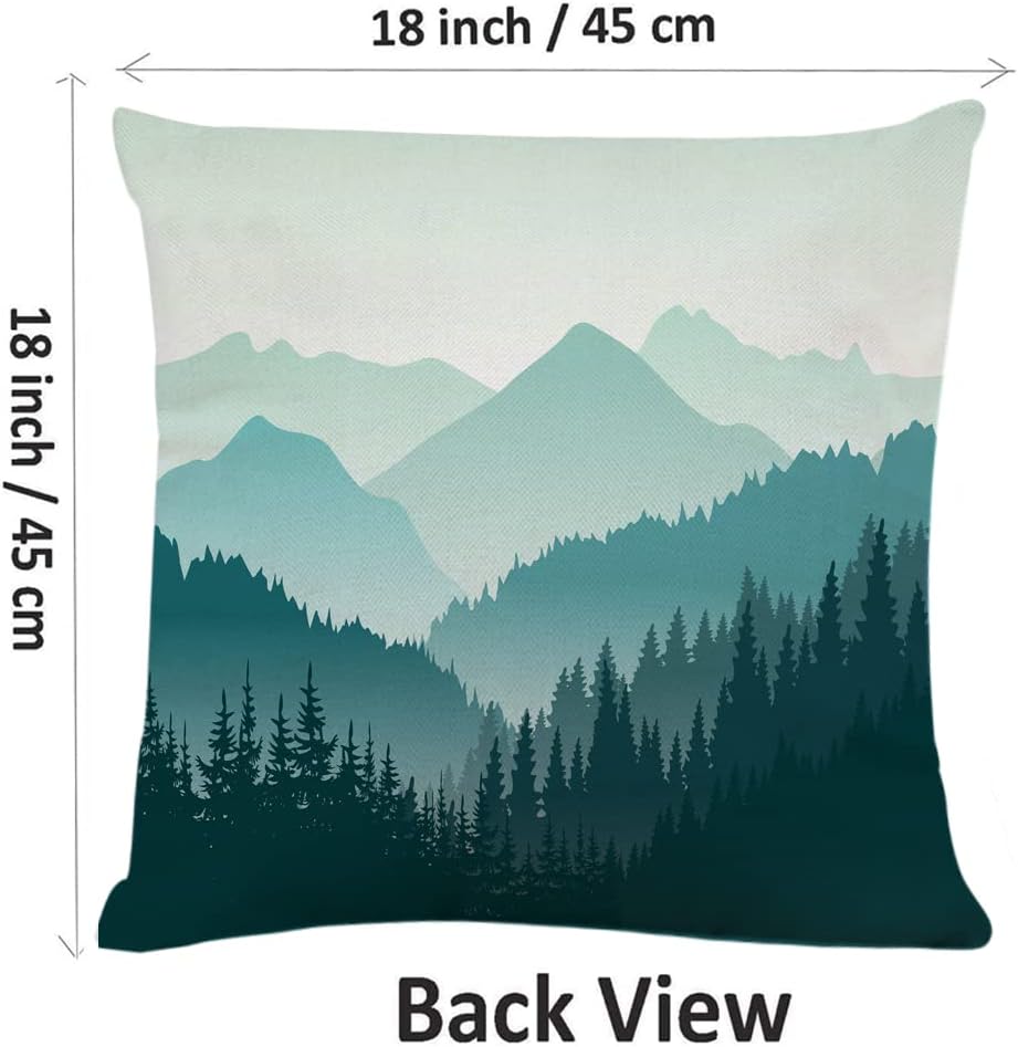 Decorative Square Throw Pillow Covers Beautiful Green Mountain Landscape Couch Sofa Bed Pillow Covers Cushion Cases 18x18 inch