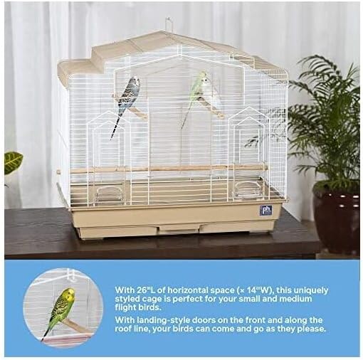 Global Greatness Bird Cage with Spacious Interior, Durable Metal Construction, Elegant Design, and Functional Features for Birds Brown