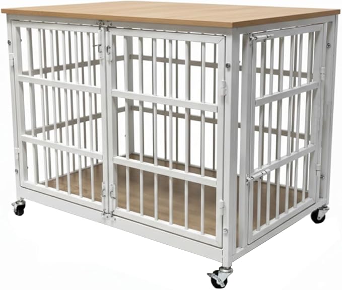 48/42/38 Dog Crate Furniture, Heavy Duty Dog Kennel Indoor for Large Dogs, Escape-Proof and Chew-Proof Wooden Dog Cage for high Anxiety Dog, Decorate House as TV Stand, End Table