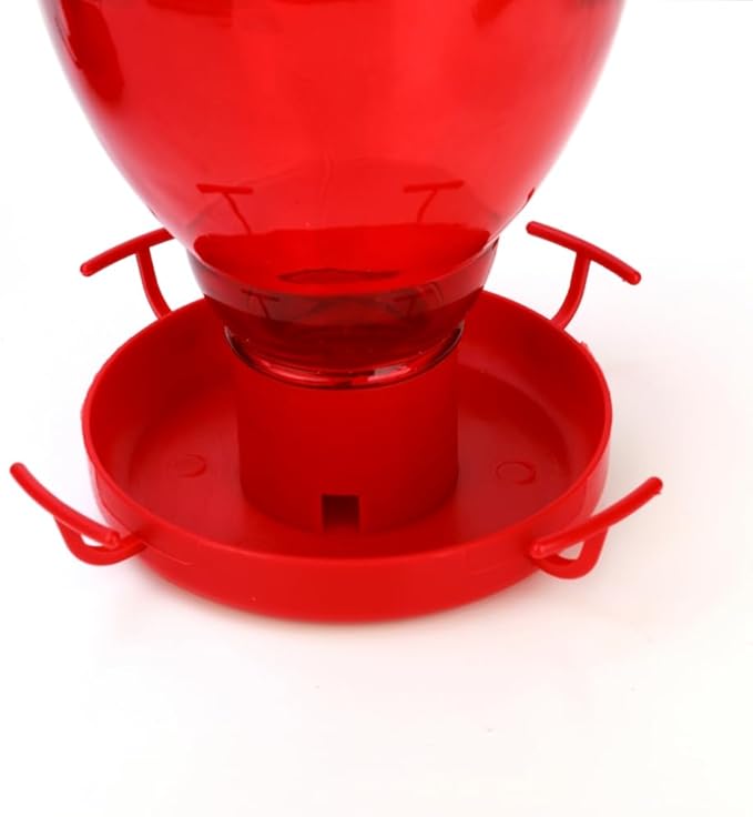 Colorful Glass Wild Bird Waterer 32 Oz Bird Water Feeder for Outdoors Garden Outside Water Cooler Tree Yard Decoration (Red Flower)