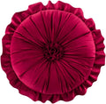 S SSOY Velvet Round Pillow - Ruffle Home Decoration Cushion for Sofa, Chair, Bed, Window, Floor - 13.7in