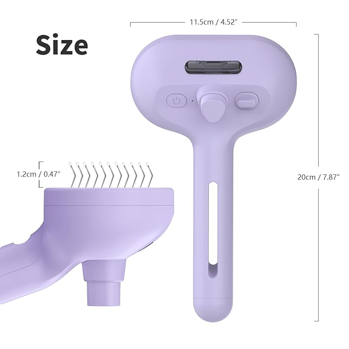 3-in-1 Self-Cleaning Brush for Shedding Dogs and Cats - Removes Static, Tangles, and Loose Hair (Purple)