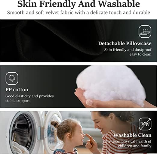 Wedge Headboard Pillow Dorm Room Reading Pillow Back Support for Sitting Up in Bed Bolster Lumbar Cushion Body Positioning Bedrest Gifts for Mom Velvet 59in Black Queen