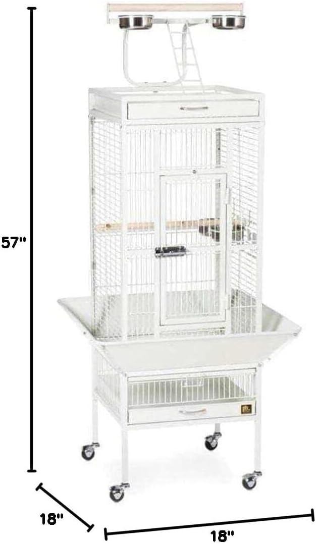 Retro Renaissance Iron Select Bird Cage with Elegant Design, Durable Construction, Easy-Clean Tray Chalk White