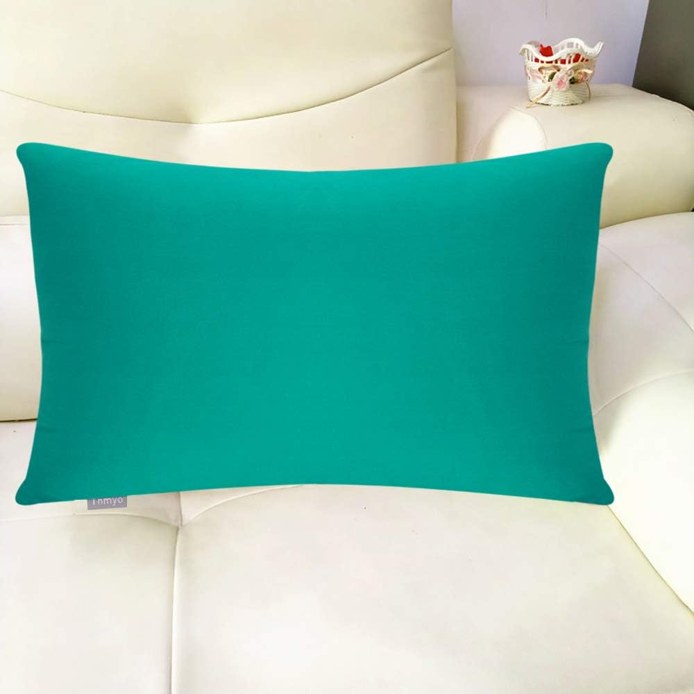 Thmyo 4-Pack 100% Cotton Lumbar Comfortable Solid Decorative Throw Pillow Case, Rectangle Cushion Cover Pillowcase Sublimation Blank Pillow Covers DIY Throw Pillowcase(12x20inch/30x50cm, Lake Blue)