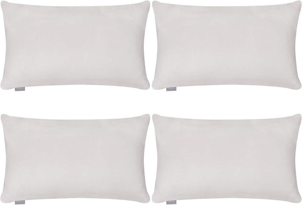 Thmyo 4-Pack 100% Cotton Lumbar Comfortable Solid Decorative Throw Pillow Case Rectangle Cushion Cover Sublimation Blank Pillow Covers DIY Throw Pillowcase(12x20inch/30x50cm,Light Silver Grey)