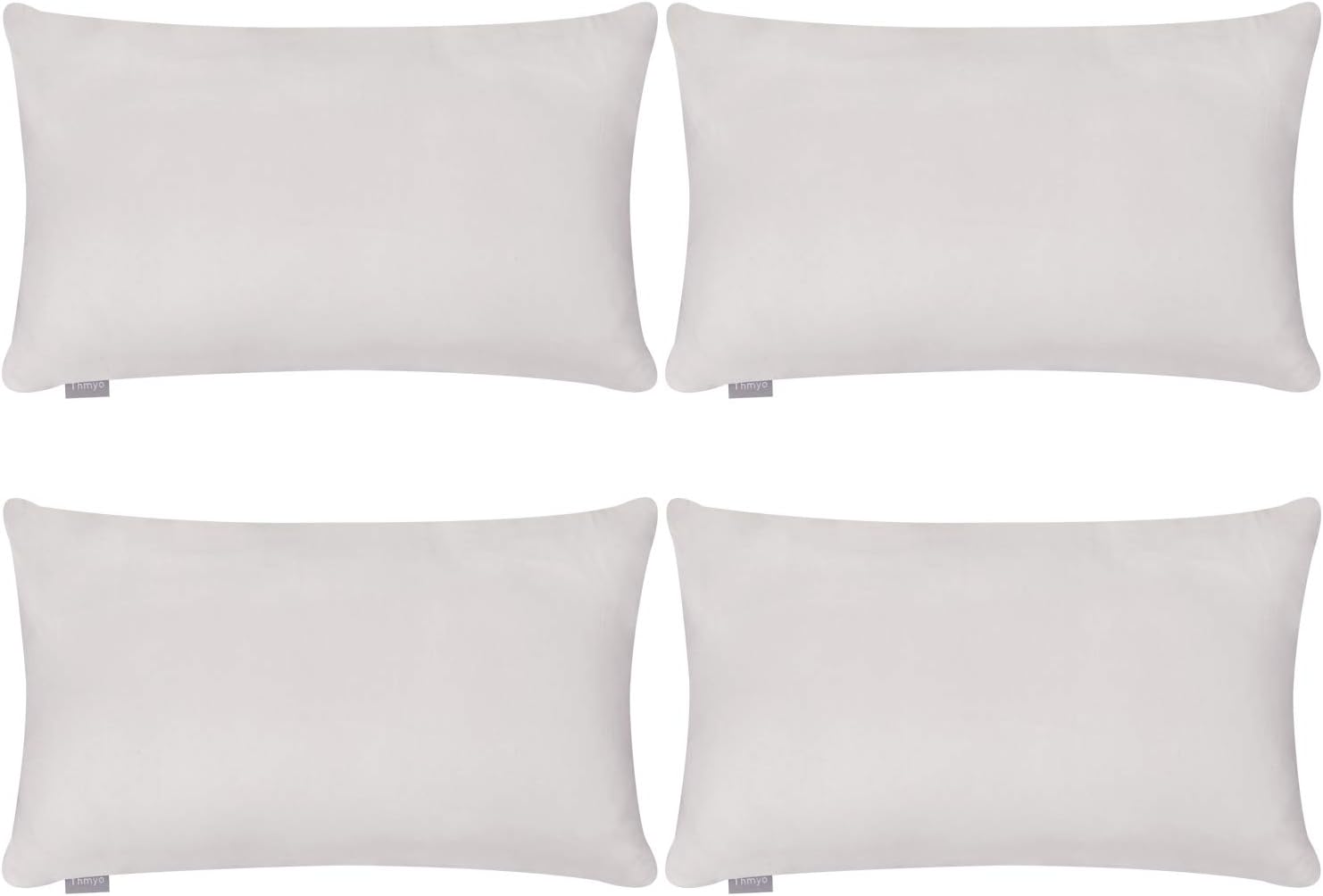 Thmyo 4-Pack 100% Cotton Lumbar Comfortable Solid Decorative Throw Pillow Case Rectangle Cushion Cover Sublimation Blank Pillow Covers DIY Throw Pillowcase(12x20inch/30x50cm,Light Silver Grey)