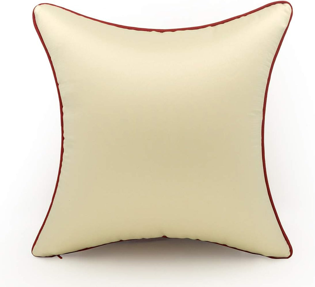 vctops Embroidered Peacock Decorative Throw Pillow Case Silky Satin Cushion Cover Red1 18"X18"