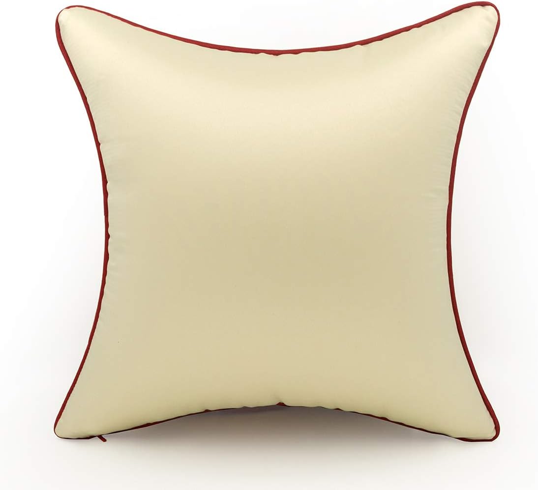 vctops Embroidered Peacock Decorative Throw Pillow Case Silky Satin Cushion Cover Red2 18"X18"