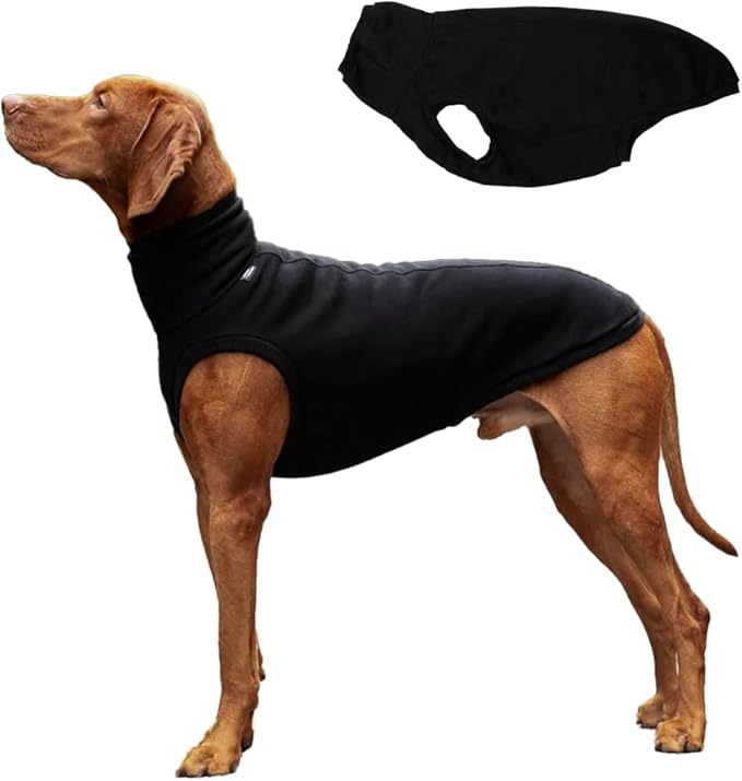 Sweatshirt for Vizsla/Weimaraner/Poodle/Dalmatian/German Dog, Reflective Sleeveless Warm Cotton Clothes for Big Dogs (Black, XX-Large(Chest 29'', Back 24.5''))