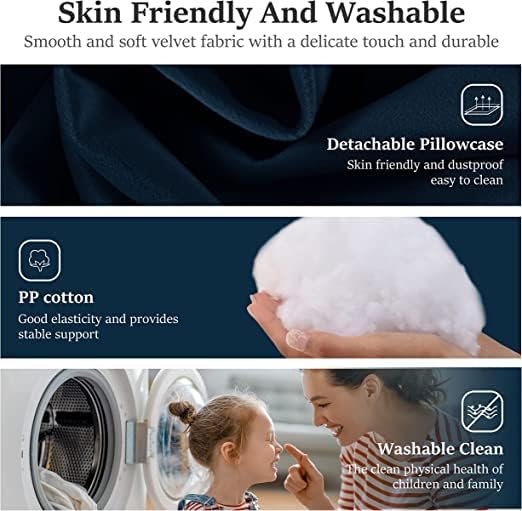 Wedge Headboard Pillow Dorm Room Reading Pillow Back Support for Sitting Up in Bed Bolster Lumbar Cushion Body Positioning Bedrest Velvet 39in Navy Blue Twin