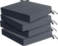 Outdoor Chair Cushions Set of 4: Waterproof & Fade Resistant Deep Seat Cushion for Patio Furniture - 24 x 24 Inch Chair Pads with Ties and Hidden Zipper - Patio Chair Cushion Replacement, Dark Grey