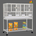 Single Stackable Center Divided Breeder Breeding Bird Flight Double Rolling Cage for Aviaries Canaries Cockatiels Lovebirds Finches Budgies Small Parrots (White Vein, Single Story)