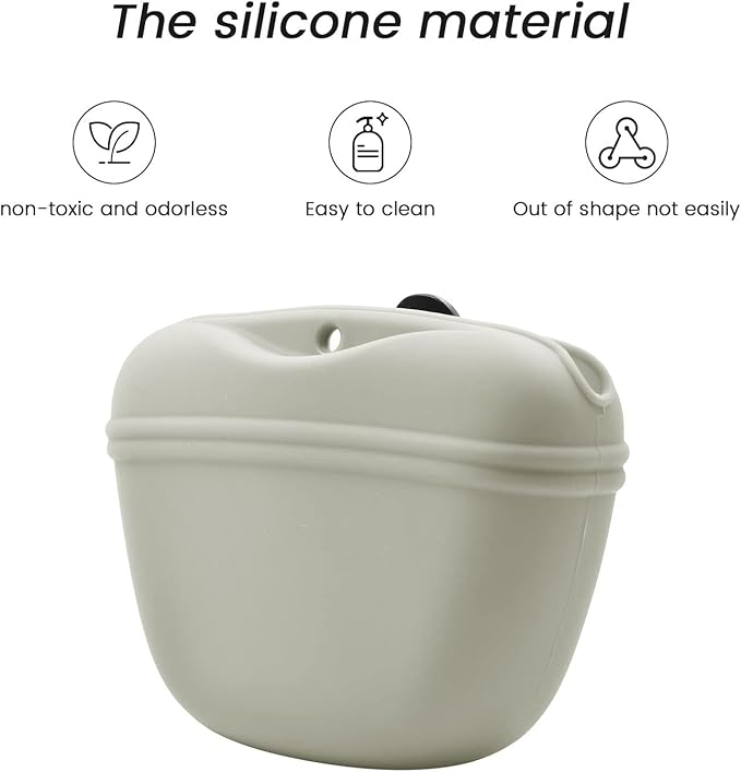AUDWUD Silicone Dog Treat Pouch,with Training Clicker,Clip on Portable Train Container,Convenient Magnetic Buckle Closing