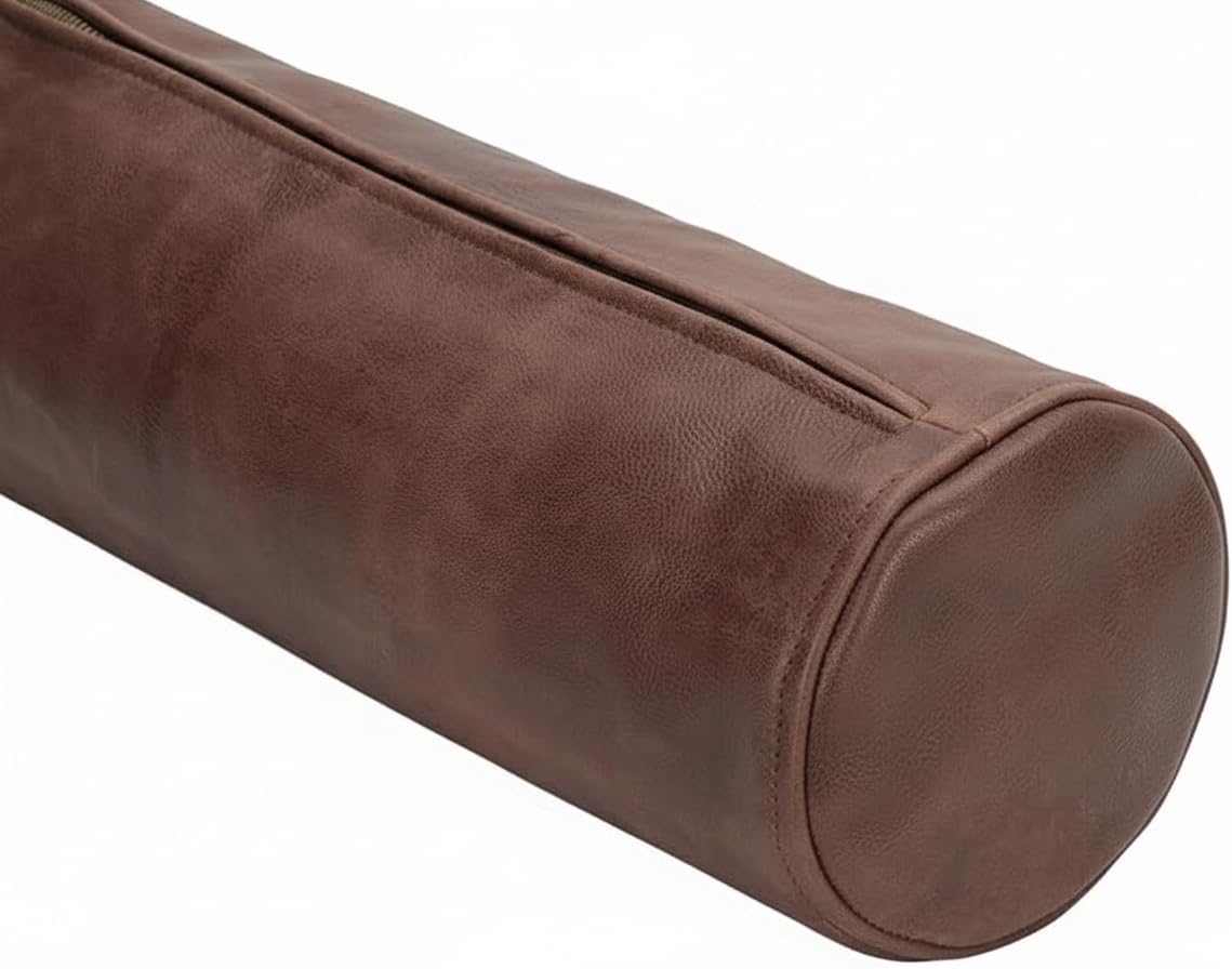 Leather Cylindrical Cushion Cover – 100% Lambskin Round Bolster Pillow Cover | Handmade Ergonomic Roll for Head, Neck & Back | Decorative Home & Sofa Accessory (16" x 6")